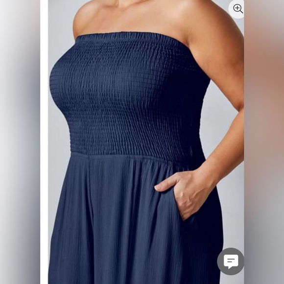 New-Plus Size Sleeveless Smocked Jumpsuit With Lace Detail. Size 3X. - Picture 5 of 12